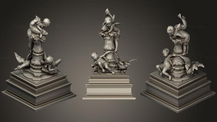 Памятники (фонтан с ангелами, PM_0312) 3D модель для ЧПУ станка